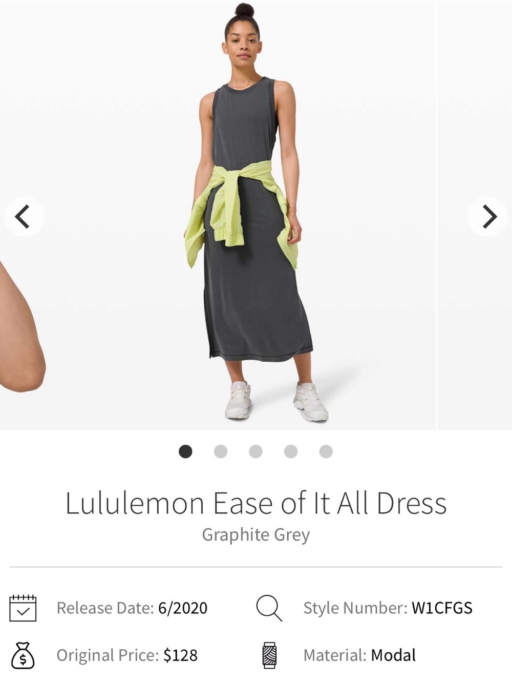 lululemon athletica Ease of It All Dress — Graphite Grey with Lime Accent